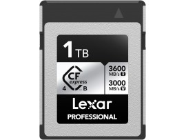  Lexar 1TB Professional CFexpress Type B Silver 4.0 Memory Card, for Photographers, Videographers, Up to 3600/3000 MB/s, 8K Video (LCXEXS4001T-RNENG)